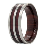 Men's Cobalt Cocobolo Wood Inlay Ring with Wood Sleeve - Size 10